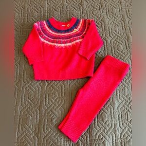 Cat & Jack Baby Girl 2 pc. Fair isle sweater set. Sz. 0-3 mos.